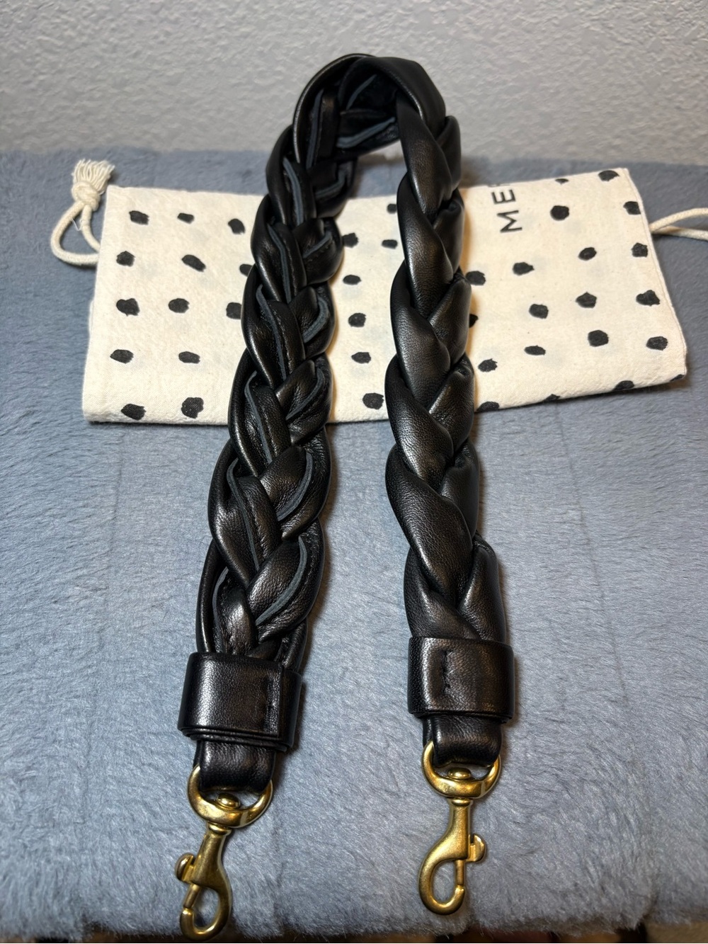 Clare V. Braided black leather strap
